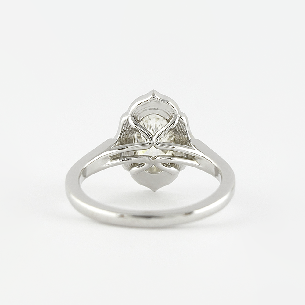 Vintage Halo Art Deco Moissanite Oval Cut Fancy Ring