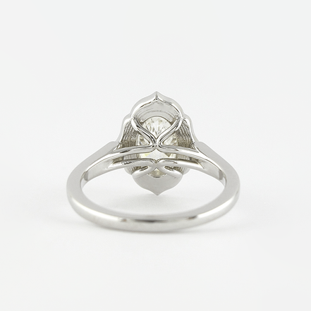 Vintage Halo Art Deco Moissanite Oval Cut Fancy Ring