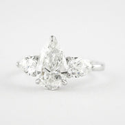 Pear Cut Three Stone Moissnaite Wedding Statement Ring