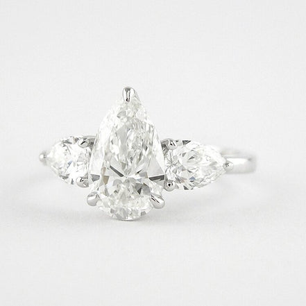 Pear Cut Three Stone Moissnaite Wedding Statement Ring