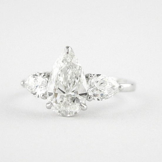 Pear Cut Three Stone Moissnaite Wedding Statement Ring