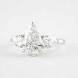 Pear Cut Three Stone Moissnaite Wedding Statement Ring