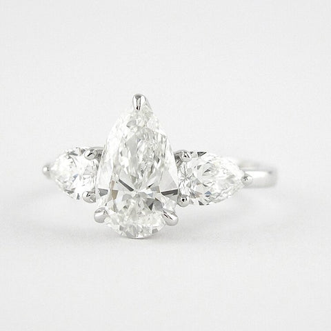 Pear Cut Three Stone Moissnaite Wedding Statement Ring