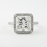 Princess Cut Moissnaite Halo Engagement Wedding Ring