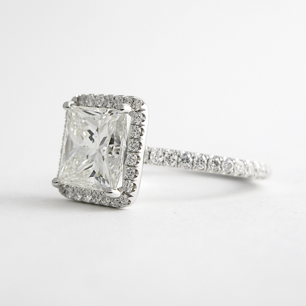 Princess Cut Moissnaite Halo Engagement Wedding Ring