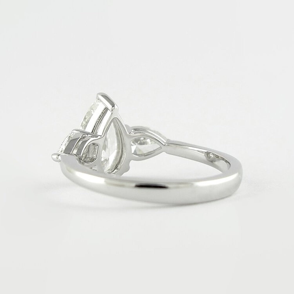 Pear Cut Three Stone Moissnaite Wedding Statement Ring