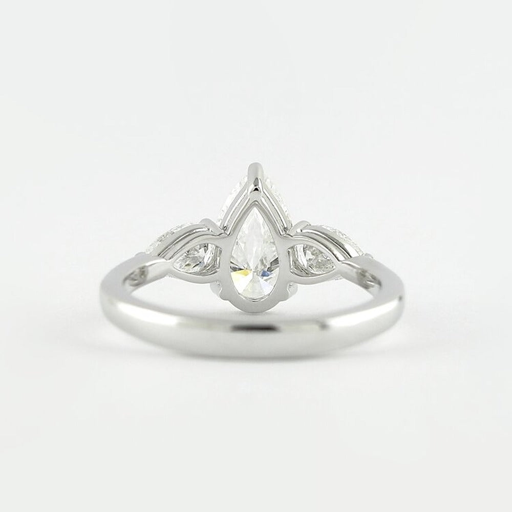 Pear Cut Three Stone Moissnaite Wedding Statement Ring