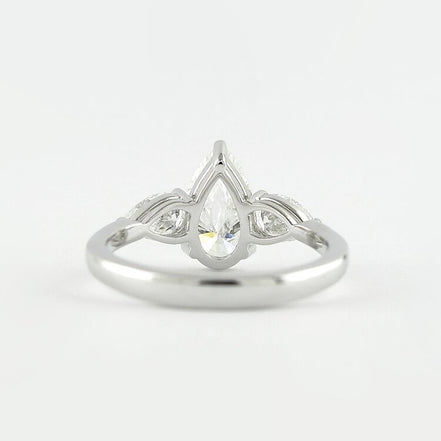 Pear Cut Three Stone Moissnaite Wedding Statement Ring