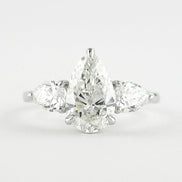 Pear Cut Three Stone Moissnaite Wedding Statement Ring