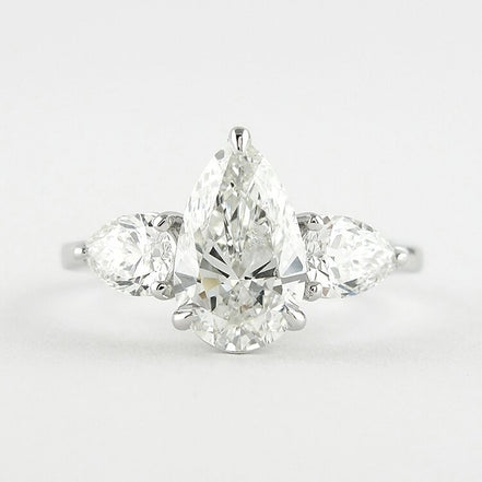 Pear Cut Three Stone Moissnaite Wedding Statement Ring