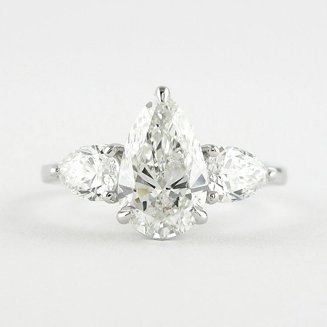Pear Cut Three Stone Moissnaite Wedding Statement Ring