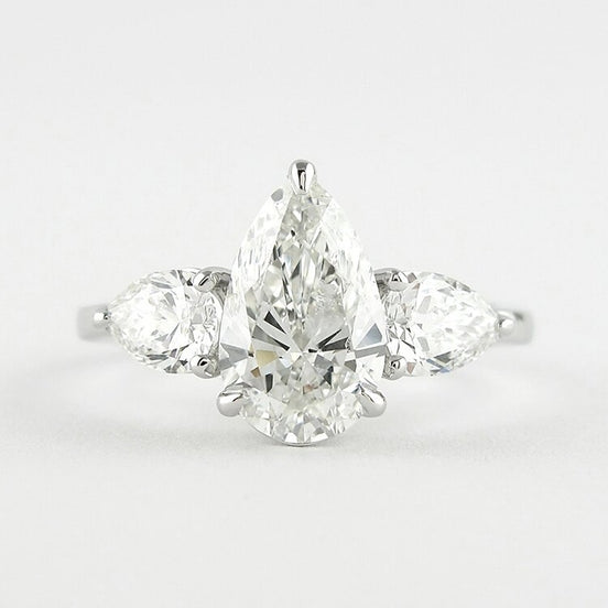 Pear Cut Three Stone Moissnaite Wedding Statement Ring