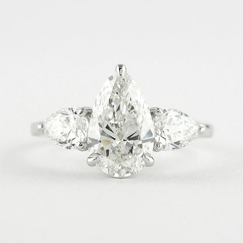 Pear Cut Three Stone Moissnaite Wedding Statement Ring