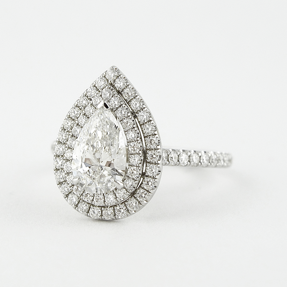 Lab Created D Color Pear Cut Double Halo Wedding Proposal Ring