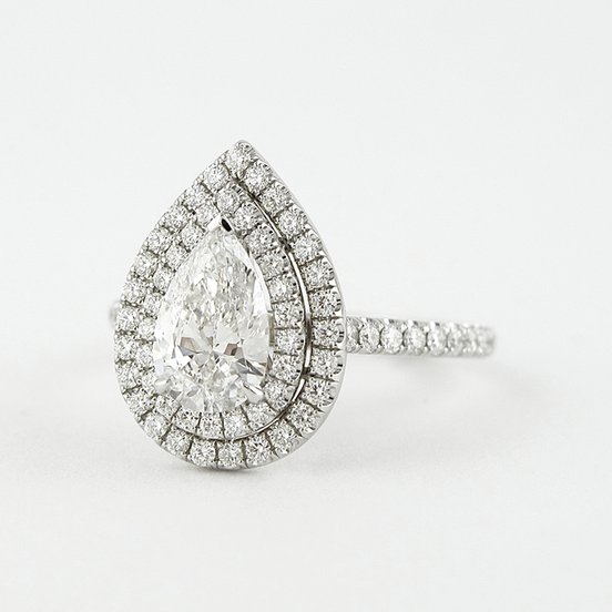 Lab Created D Color Pear Cut Double Halo Wedding Proposal Ring