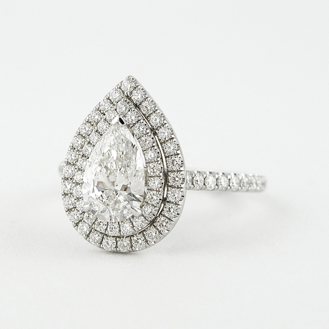 Lab Created D Color Pear Cut Double Halo Wedding Proposal Ring