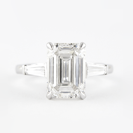 Lab Created Emerald Cut Three Stone Wedding Ring For Her