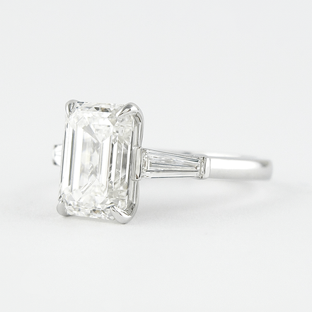 Lab Created Emerald Cut Three Stone Wedding Ring For Her
