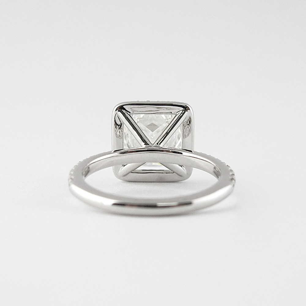 Princess Cut Moissnaite Halo Engagement Wedding Ring