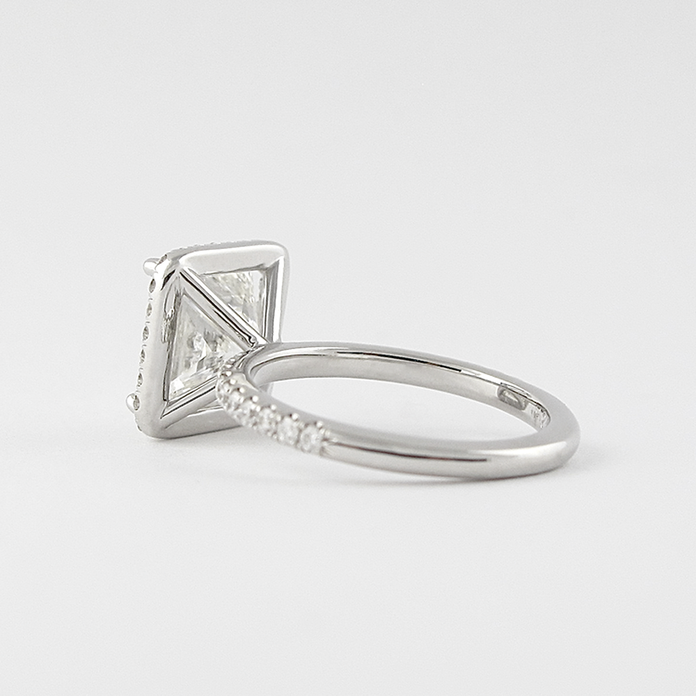 Princess Cut Moissnaite Halo Engagement Wedding Ring