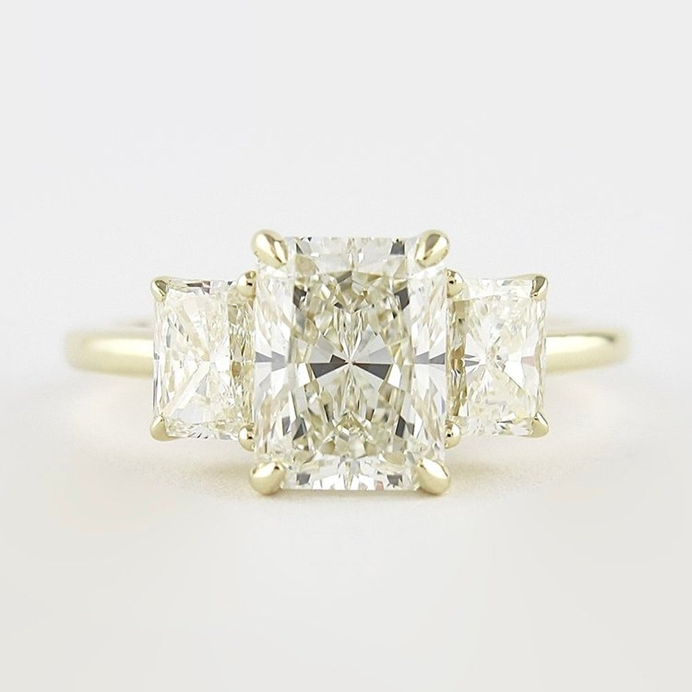 Three Stone Radiant Cut Moissnaite Diamond Wedding Ring