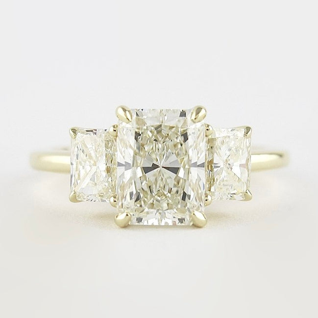 Three Stone Radiant Cut Moissnaite Diamond Wedding Ring
