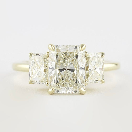 Three Stone Radiant Cut Moissnaite Diamond Wedding Ring
