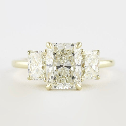 Three Stone Radiant Cut Moissnaite Diamond Wedding Ring