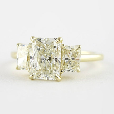 Three Stone Radiant Cut Moissnaite Diamond Wedding Ring