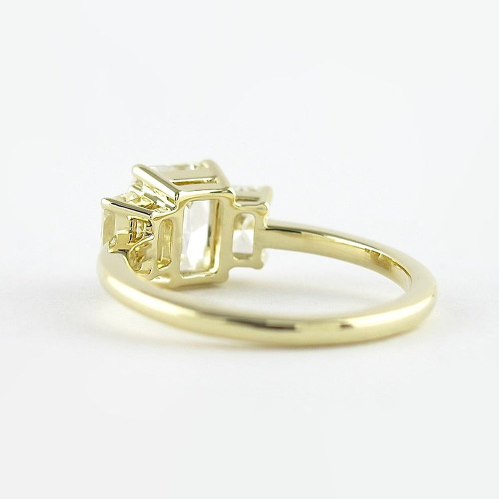 Three Stone Radiant Cut Moissnaite Diamond Wedding Ring