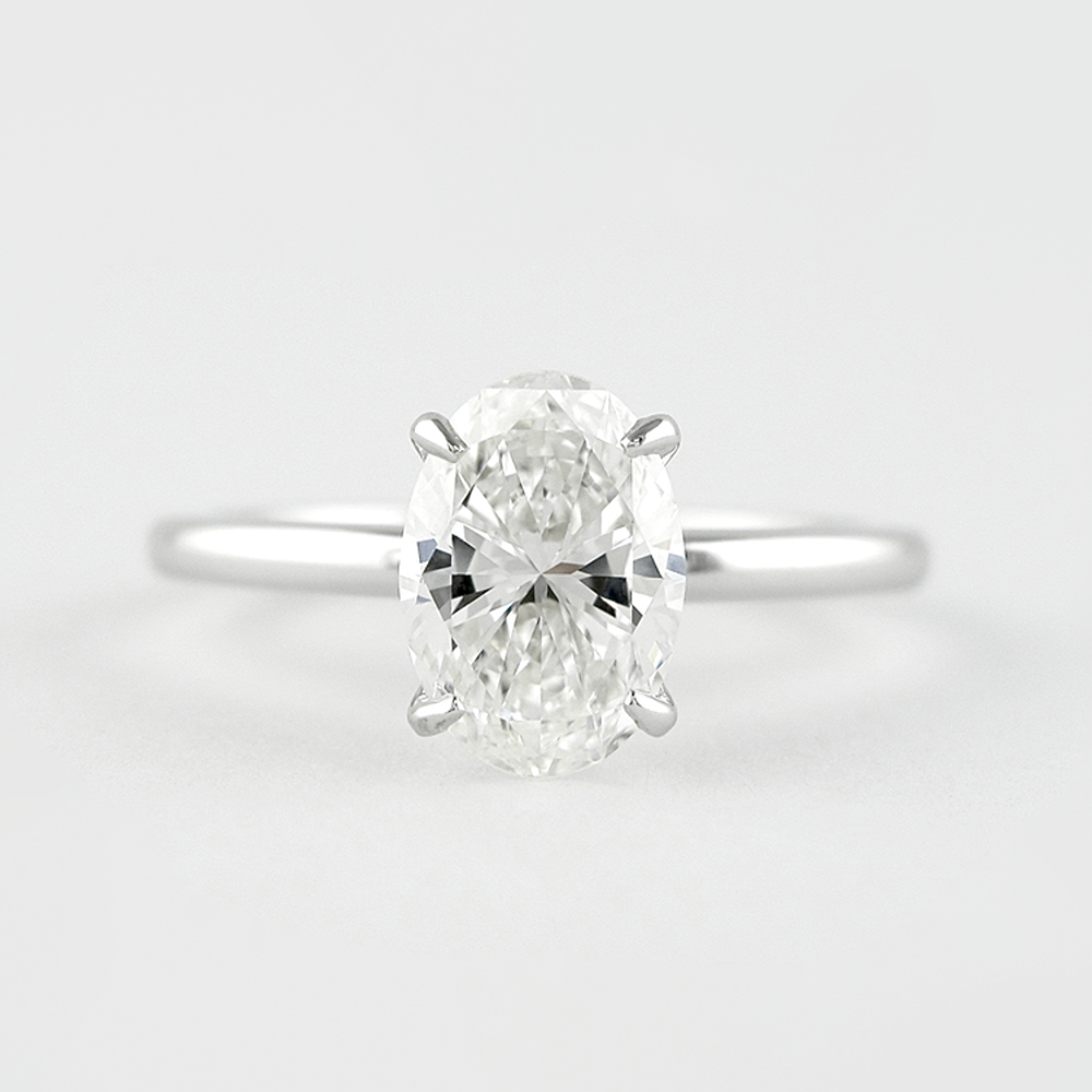 Four Prong Solitaire Oval Cut Moissanite Proposal Ring For Girls
