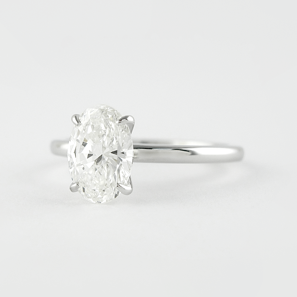Four Prong Solitaire Oval Cut Moissanite Proposal Ring For Girls