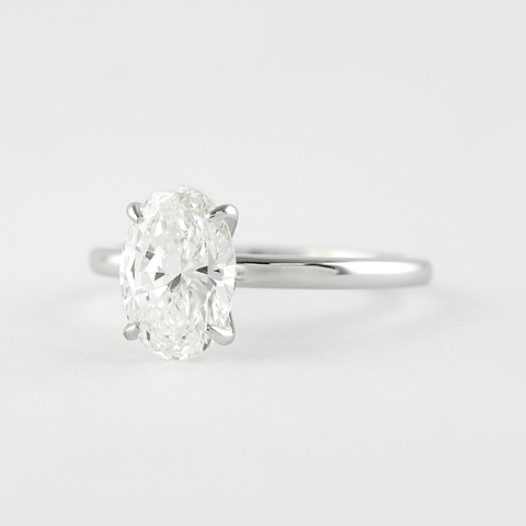 Four Prong Solitaire Oval Cut Moissanite Proposal Ring For Girls