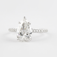 14K White Gold Hidden Halo Pear Cut D Color Moissanite Ring