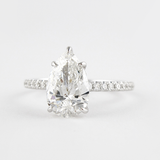 14K White Gold Hidden Halo Pear Cut D Color Moissanite Ring