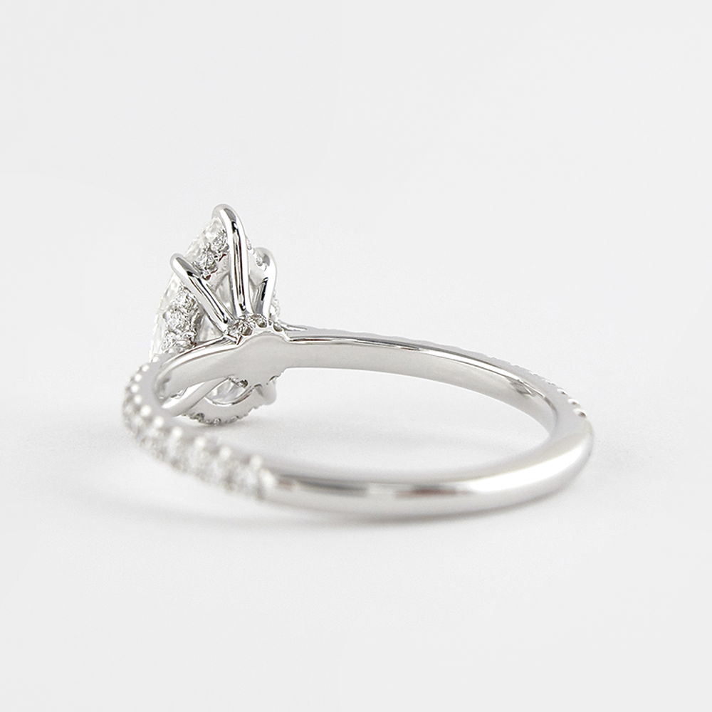 14K White Gold Hidden Halo Pear Cut D Color Moissanite Ring