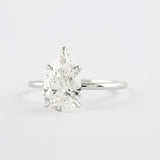 Colorless Moissanite Pear Cut Solitaire Engagement Ring