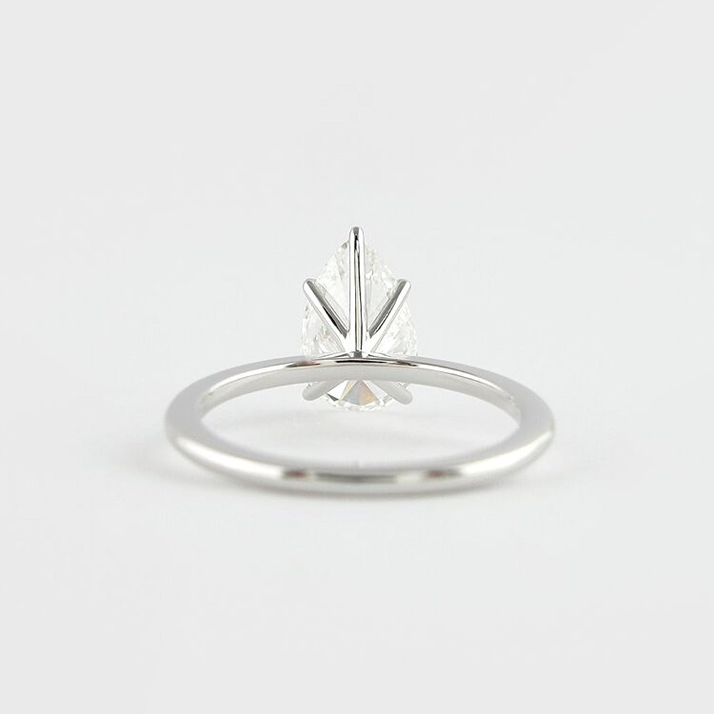 Colorless Moissanite Pear Cut Solitaire Engagement Ring
