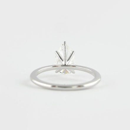 Colorless Moissanite Pear Cut Solitaire Engagement Ring