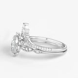 Moissanite D Color Oval Cut Art Deco Filigree Proposal Ring Set For Her