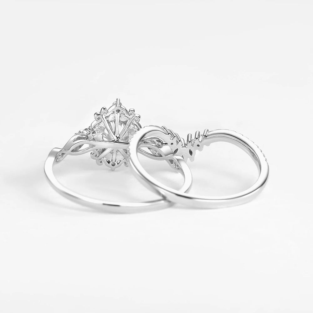 Moissanite D Color Oval Cut Art Deco Filigree Proposal Ring Set For Her