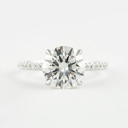 D Color Lab Created Moissanite Round Cut Hidden Halo Ring