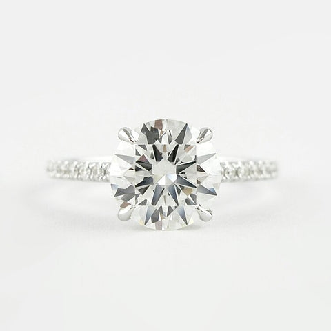D Color Lab Created Moissanite Round Cut Hidden Halo Ring