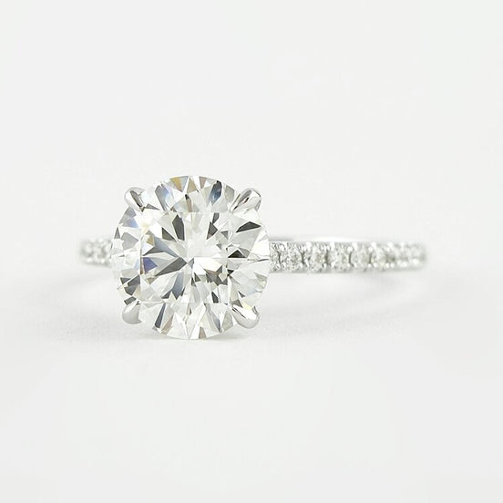 D Color Lab Created Moissanite Round Cut Hidden Halo Ring