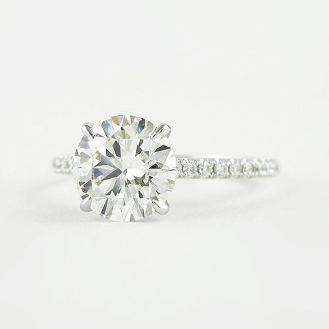 D Color Lab Created Moissanite Round Cut Hidden Halo Ring