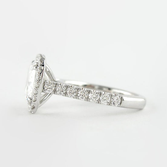 D Color Moissnaite Cushion Cut Halo Engagement Ring