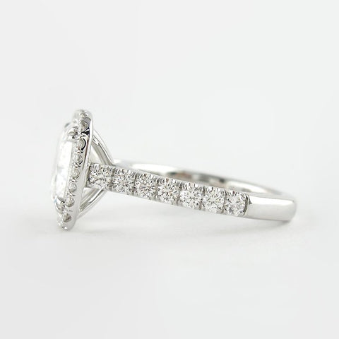 D Color Moissnaite Cushion Cut Halo Engagement Ring
