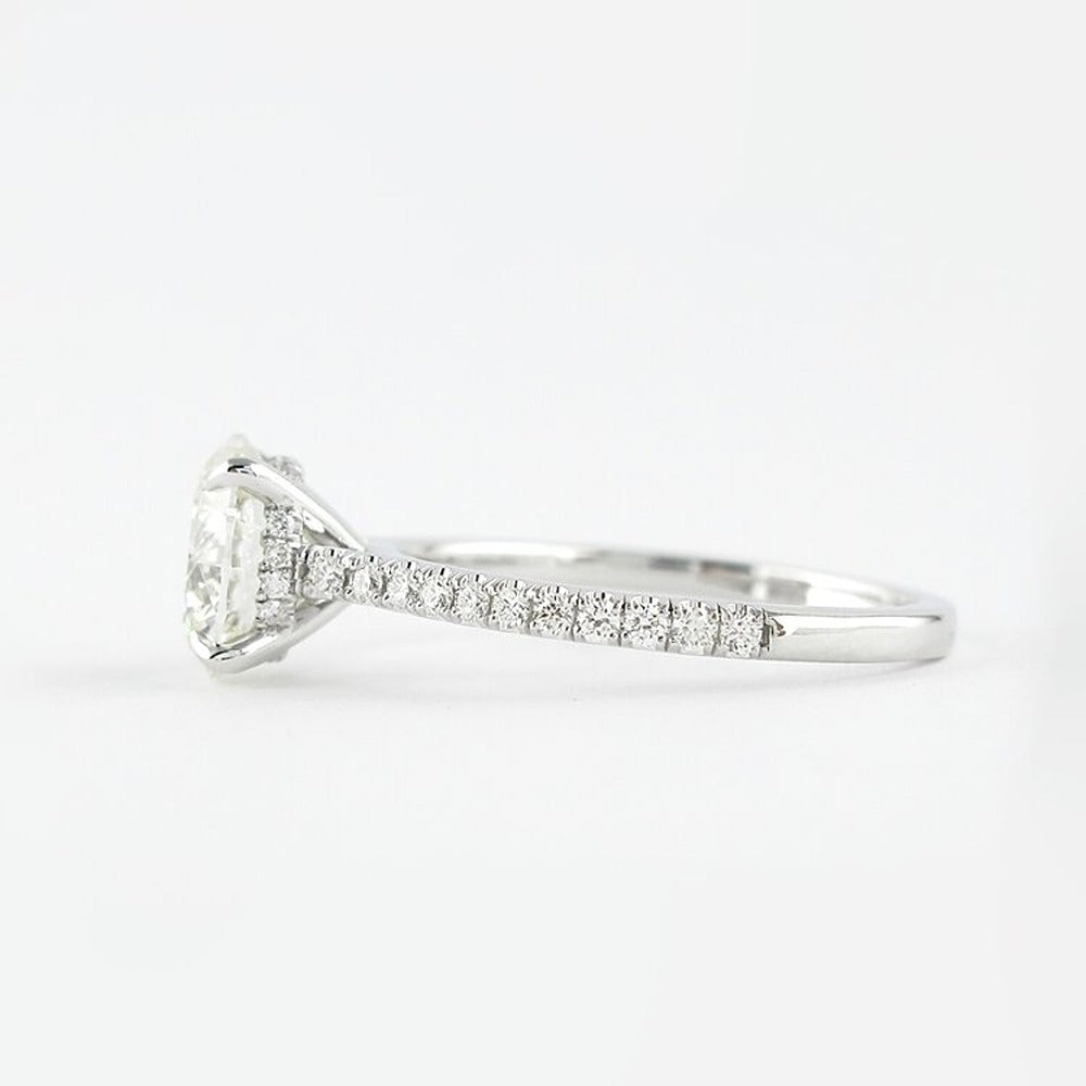 D Color Lab Created Moissanite Round Cut Hidden Halo Ring