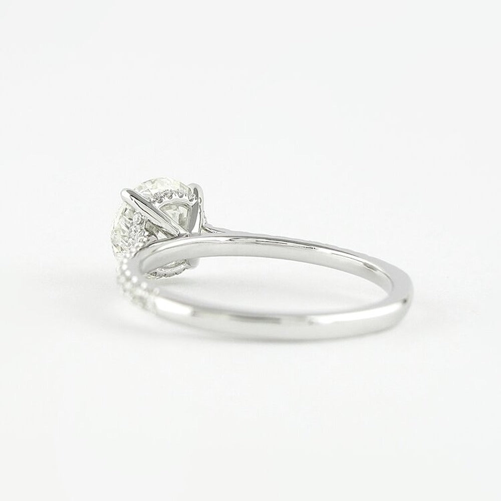 D Color Lab Created Moissanite Round Cut Hidden Halo Ring