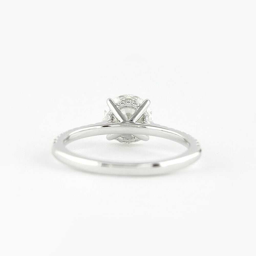 D Color Lab Created Moissanite Round Cut Hidden Halo Ring